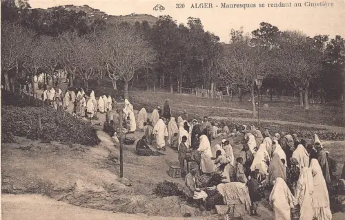 B018 Algerien Algier Mauresques se rendant au Cimetiere Friedhof Einheimische Postkarte