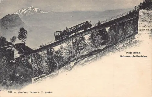 A640 Schweiz Rigi-Bahn Schnurtobelbrücke Standseilbahn Postkarte