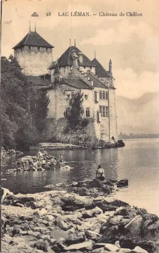 A645 Schweiz 1936 Lac Leman Schloss Schloss Chateau de Chillon Vintage Postkarte