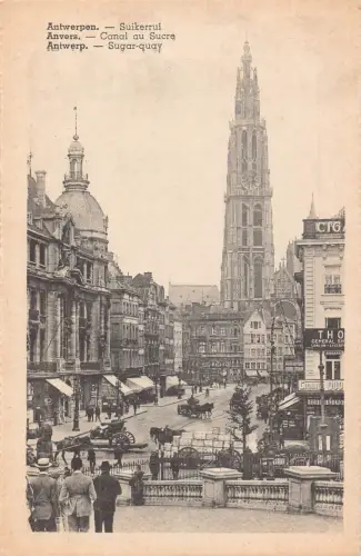 A646 Belgien Anvers Antwerpen Canal au Sucre Carts Geschäfte Vintage Postkarte