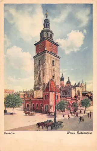 A645 Polen Krakau Wieza Ratuszowa Rathaus Vintage Postkarte