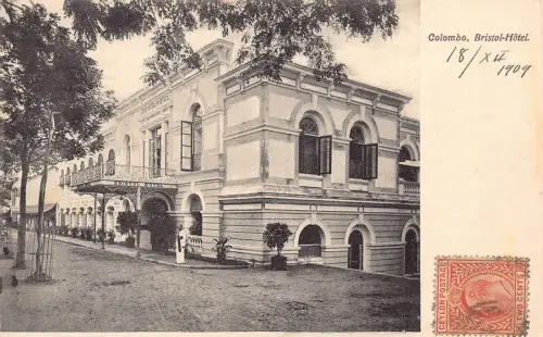 B431 Ceylon Sri Lanka Colombo Bristol Hotel 1909 Vintage Postkarte