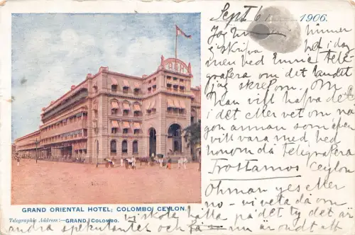 B431 Ceylon Sri Lanka 1906 Grand Oriental Hotel Colombo Postkarte