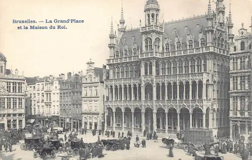 A647 Belgien Bruxelles Brüssel Grand Place Maison du Roi Kutschen Postkarte