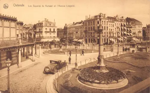 A647 Belgien Oostende Squares du Kursaal Avenue Leopold Auto Postkarte