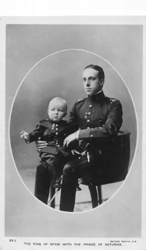 B433 König von Spanien Alfons XIII. & Prinz von Asturien RPPC 1908 Postkarte