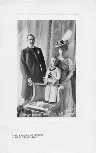 B433 Königskönig Haakon VII von Norwegen und Königin Prinz Olaf RPPC Postkarte