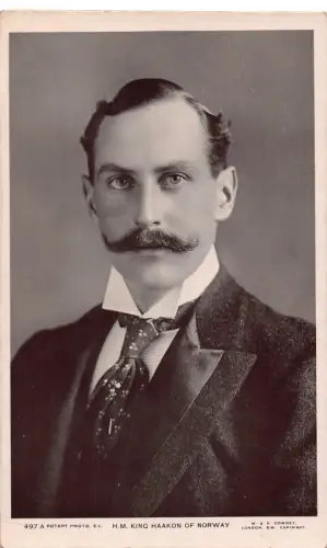 B434 Königskönig Hakoon von Norwegen Portrait RPPC Postkarte
