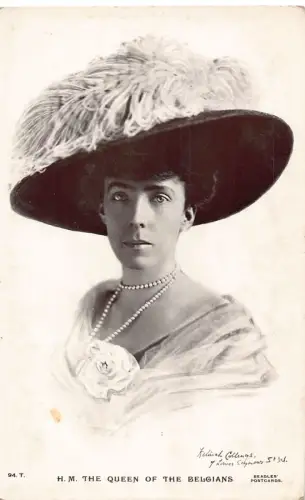 B434 Königskönigin Elisabeth von Belgien Portrait Postkarte