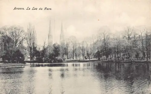 A648 Belgien Anvers Antwerpen See im Park Vintage Postkarte