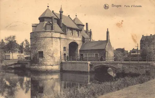 A648 Belgien 1926 Brügge Porte d'Ostende Gate Bridge Vintage Postkarte