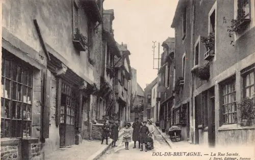 Frankreich Dol de Bretagne La Rue Sainte Kinder Vintage Postkarte C422