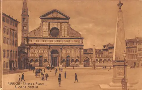 A649 Italien Firenze Florenz Chiesa e Piazza di S Maria Novella Platz Postkarte