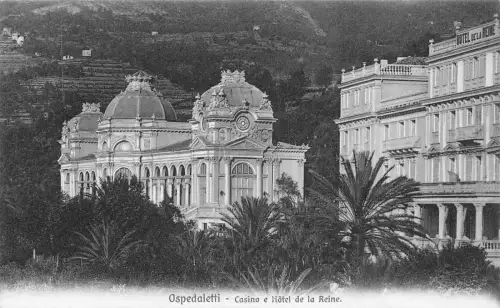 A649 Italien Ospedaletti Casino e Hotel de la Reine Vintage Postkarte
