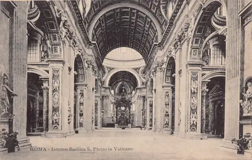 A649 Italien Rom Roma Vatikan Basilika S Pietro Innenraum Postkarte