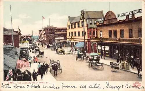 A679 US California Ocean Park Pier Avenue Drogen möbliertes Zimmer Casino Postkarte