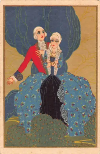 B439 Art Deco signierte Leonem Leonessi Liebesromantik Paar Flirten Postkarte