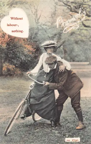 A680 Sprichwörter Ohne Arbeit nichts Paar Liebe Romantik Fahrrad Postkarte