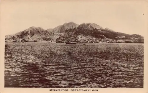 B444 Jemen Aden Steamer Point Vogelperspektive RPPC Vintage Postkarte