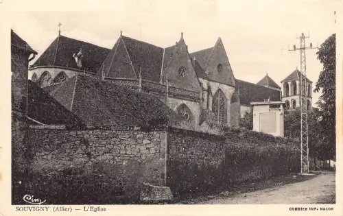 A683 Frankreich Souvigny Kirche Vintage Postkarte