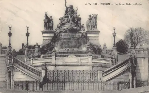 A682 Frankreich Rouen Fontaine Sainte Marie Brunnen Vintage Postkarte