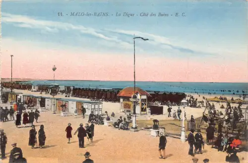 A682 Frankreich Malo les Bains Digue Cote des Bains Strand Vintage Postkarte