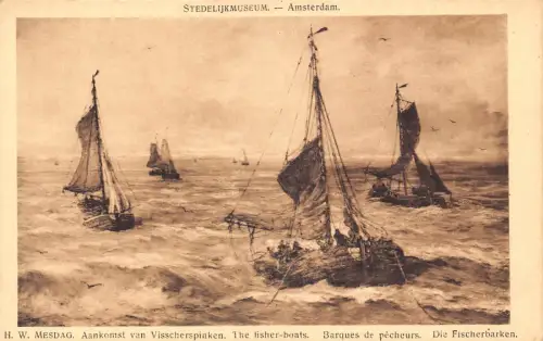 A687 Kunst von HM Mesdag Die Fischerboote Stedelijkmuseum Postkarte