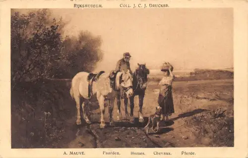 A687 Kunst von A Mauve Horses Bauernhund Rijksmuseum Postkarte