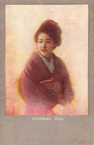 A689 Japan Geisha Mädchen lächelnd Portrait Vintage Postkarte