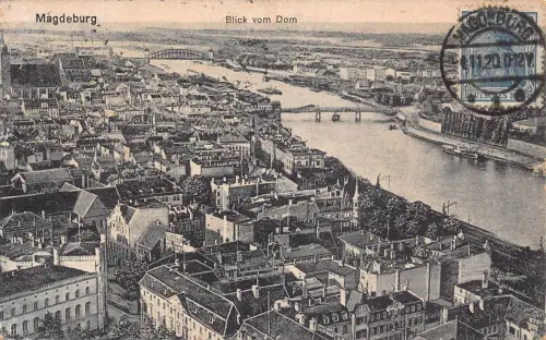 A690 Deutschland Magdeburg Ansicht vom Dom 1920 Vintage Postkarte