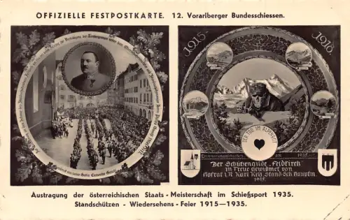 Österreich Fest 1935 Standschützen-Wiedersehen Feier Infanterie Soldaten Postkarte