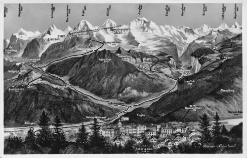 Schweiz 1933 Berner Oberland Jungfraujoch Rügen Mountain Peks Postkarte