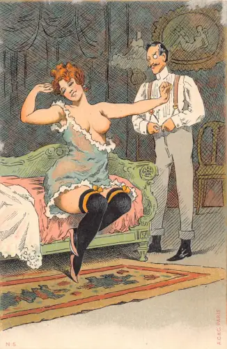 L474 AC & C Paris freche Geschichten über Bordelle Akt gewagte Vintage Postkarte