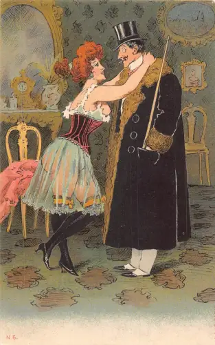 L474 AC & C Paris freche Geschichten über Bordelle Akt gewagte Vintage Postkarte