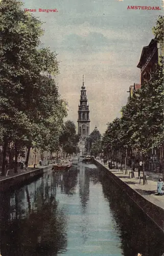 A660 Niederlande Amsterdam Groen Burgwal Vintage Postkarte