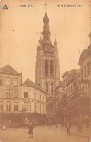 A660 Niederlande Kortijk Sint Maerten's Kerk Kirche Mercerie Bonneterie Postkarte