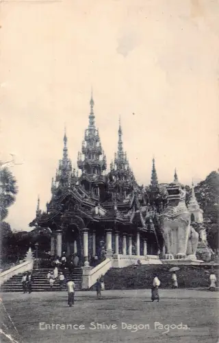 A664 Myanmar Burma 1908 Eingang Shive Dagon Pagode Shwedagon Postkarte