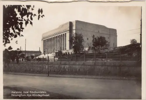 A666 Finnland Parlamentsgebäude Helsinki Helsingfors RPPC Vintage Postkarte