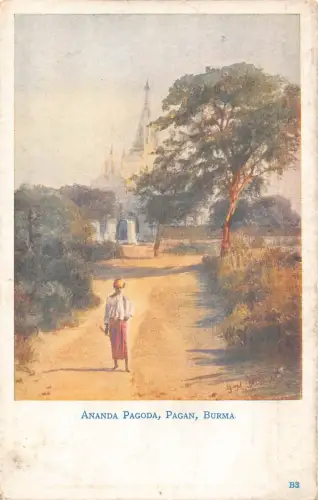 A664 Myanmar Burma Ananda Pagode Tempel Vintage Postkarte