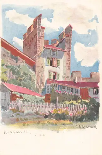 A693 Schweiz Ringmauer Thun Chromo Litho Vintage Postkarte