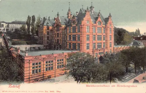 A695 Schweiz 1907 Zuerich Maedchenschulhaus Hirschengraben Schule Postkarte