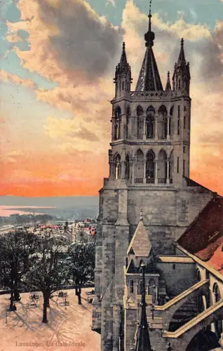 A695 Schweiz Lausanne Dom Turm Vintage Postkarte