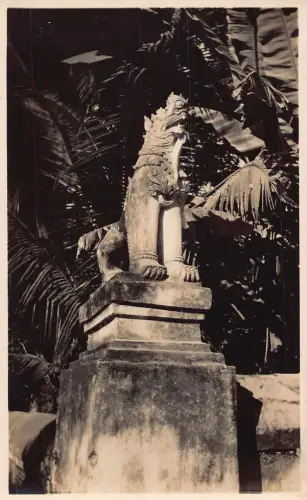 L477 Kambodscha ? zur Identifizierung Löwen Statue Vintage Postkarte