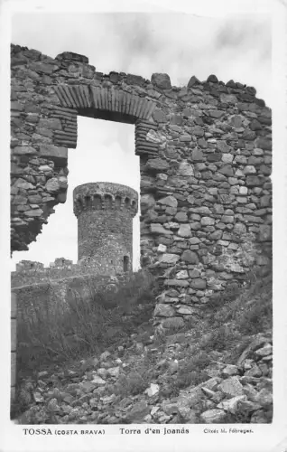 A718 Spanien Tossa Costa Brava Torra d'en Jonas Torturm 1953 Vintage Postkarte