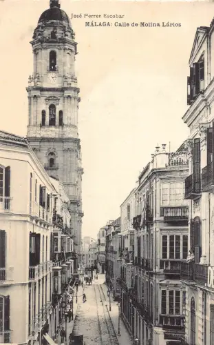 A718 Spanien Malaga Calle de Molina Larios Vintage Postkarte