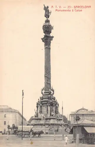A718 Spanien Barcelona Monumento eine Colonsäule Vintage Postkarte