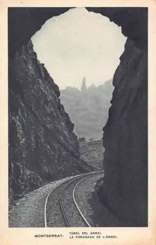 A718 Montserrat Tunel del Angel Tunnel Eisenbahn Vintage Postkarte
