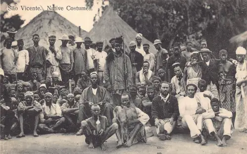 B031 Kapverde Sao Vicente Ureinwohner Kostüme Männer Gruppe ethnische Postkarte