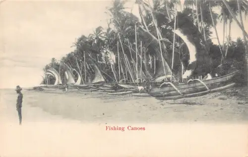 B031 Sri Lanka Ceylon Angeln Kanus Strand Vintage Postkarte