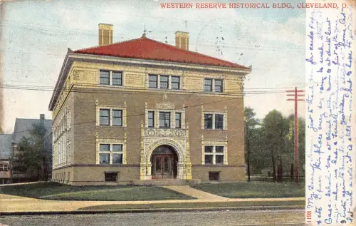 B030 USA 1908 Cleveland Ohio Western Reserve Historical Building Vintage Postkarte